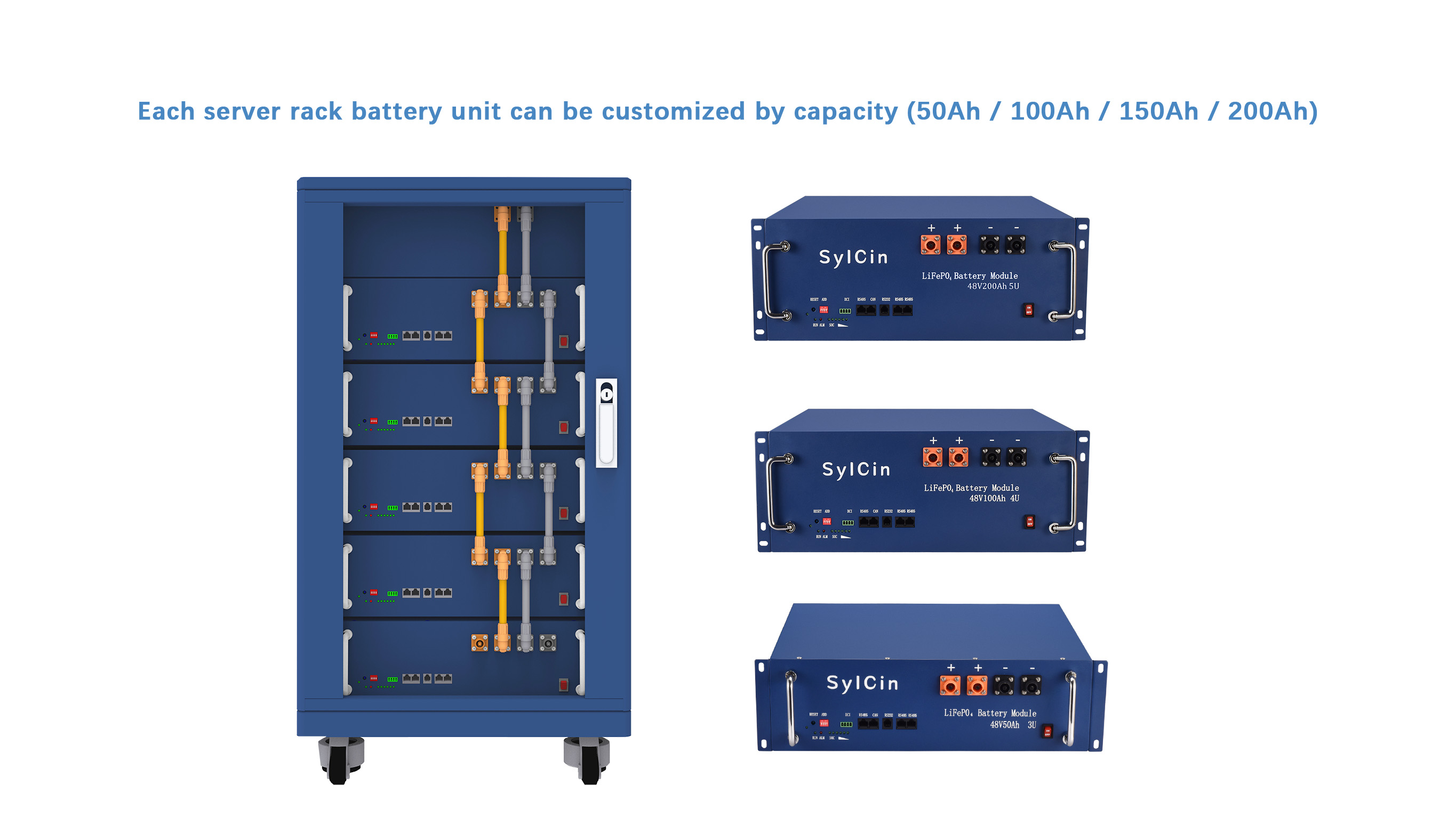 Customizable capacity options for server rack batteries.